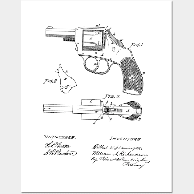 Revolving Firearm Vintage Patent Hand Drawing Wall Art by TheYoungDesigns